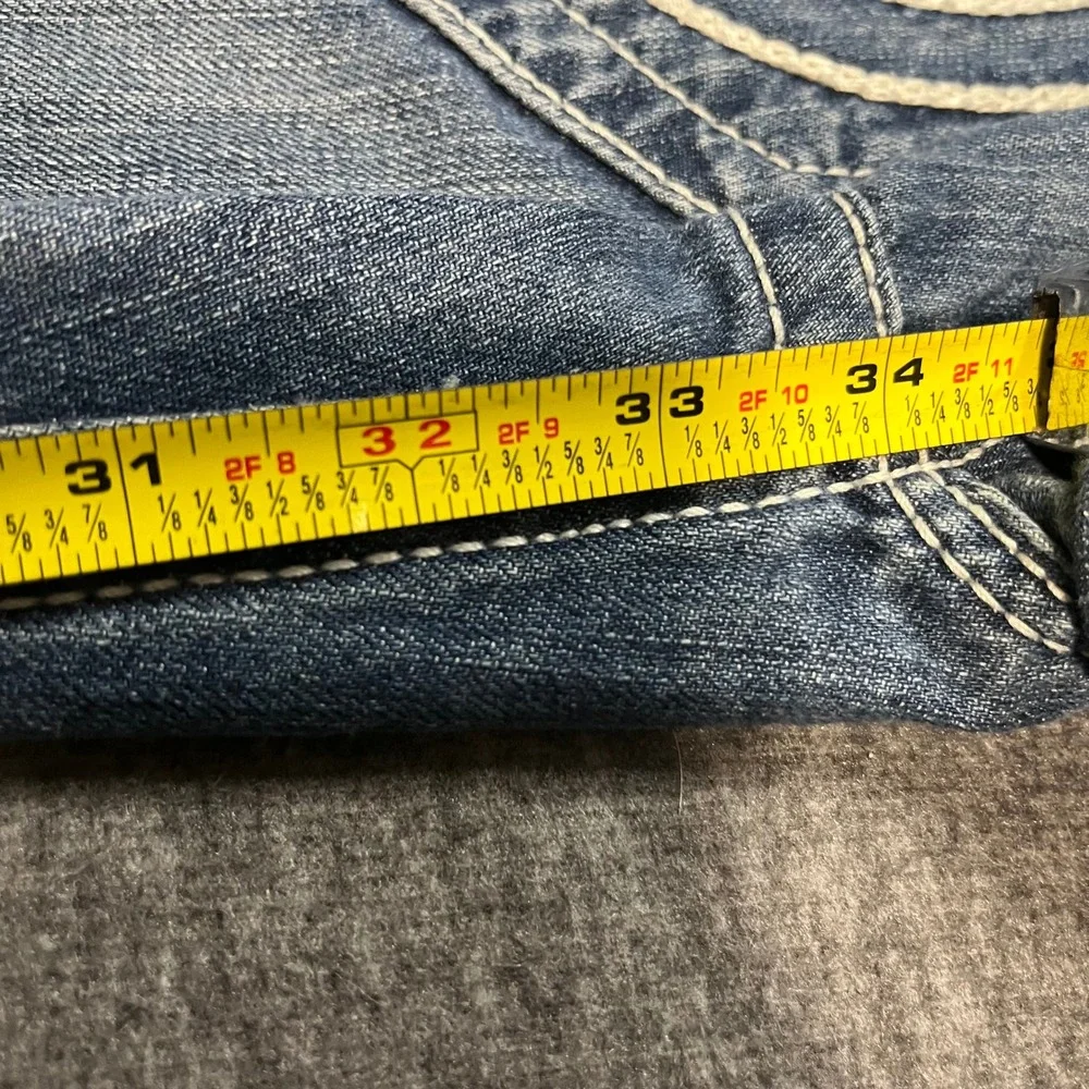 True Religion Section Straight Jeans Mens 38x34 Rope Stitch Baggy Wide Leg Blue